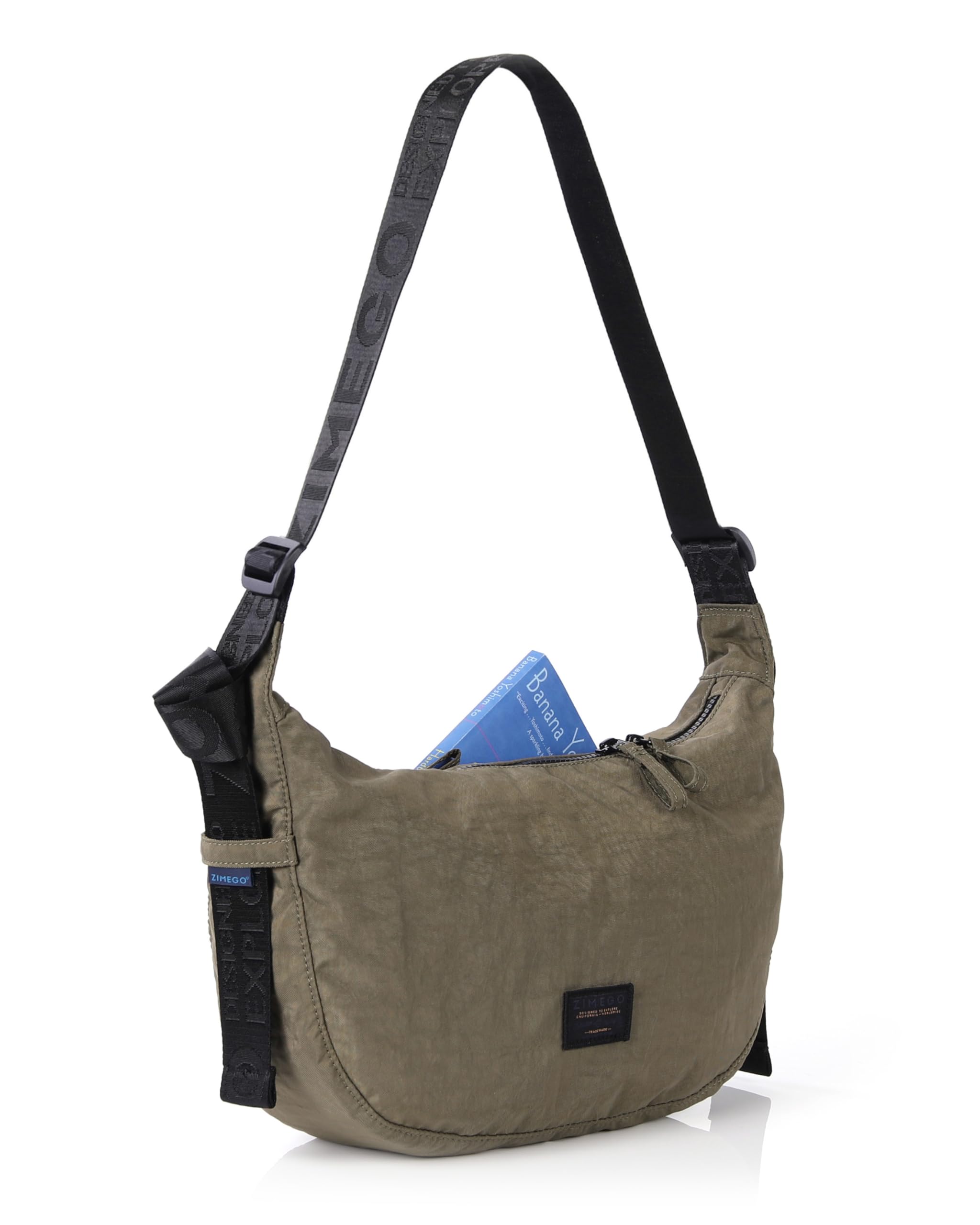 ZIMEGO Basic Crescent Crossbody Hobo Bag with Mesh Zipper Pocket