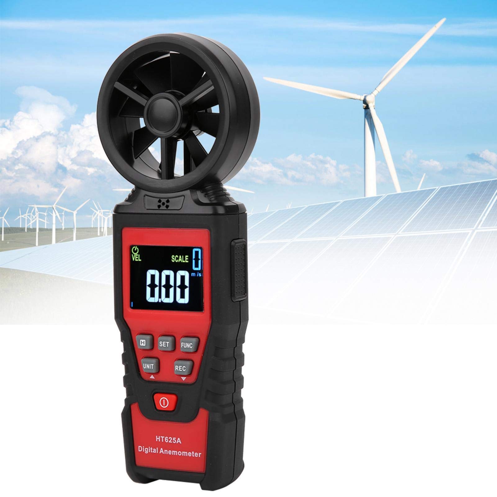 HT625 Anemometer, kann Windgeschwindigkeit, Tester und Detektoren Luftstrom und Anemometer Luftvolumen, Temperatur und Luftfeuchtigkeit messen, Handanemometer