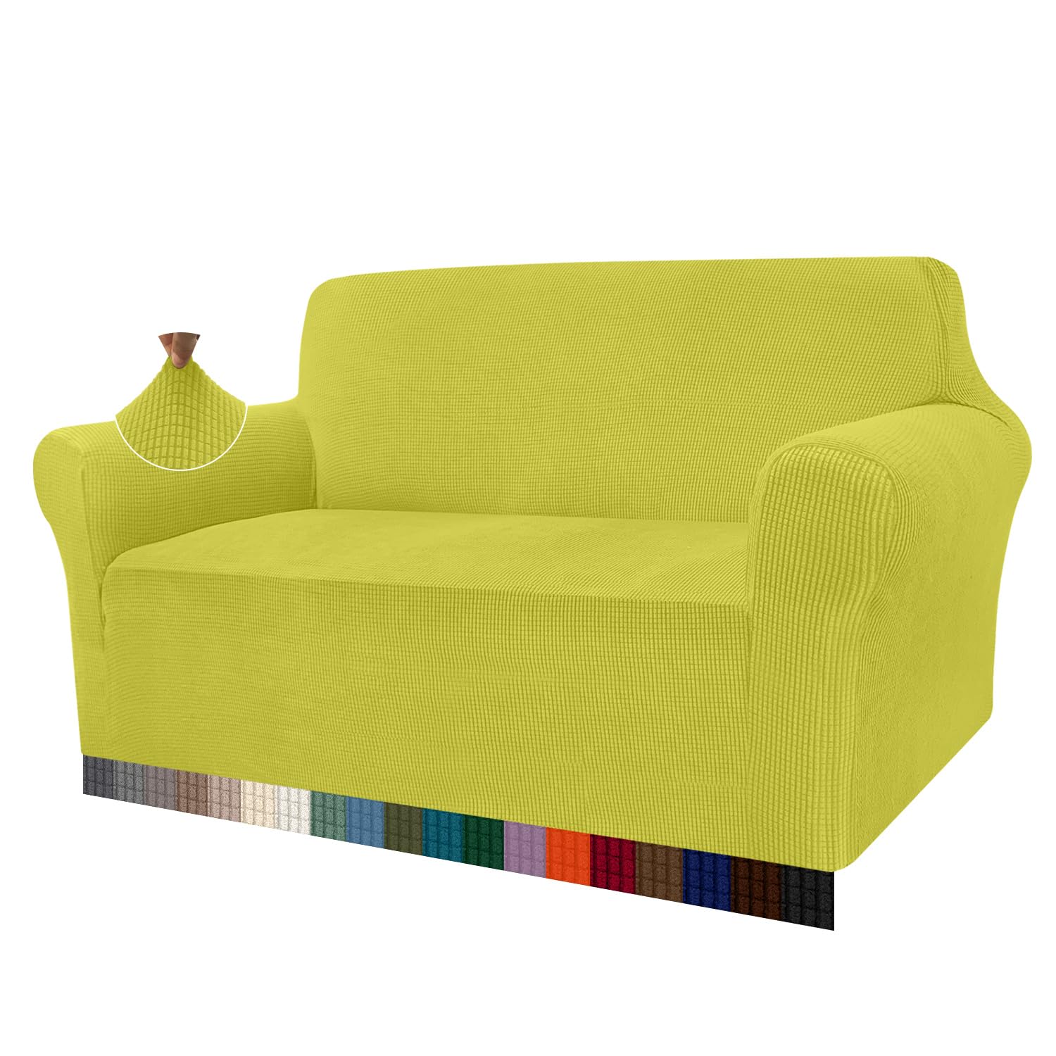 Granbest, Copridivano altamente elasticizzato, moderno, jacquard, per soggiorno, funge da protezione per cani e animali domestici, 2 posti, giallo