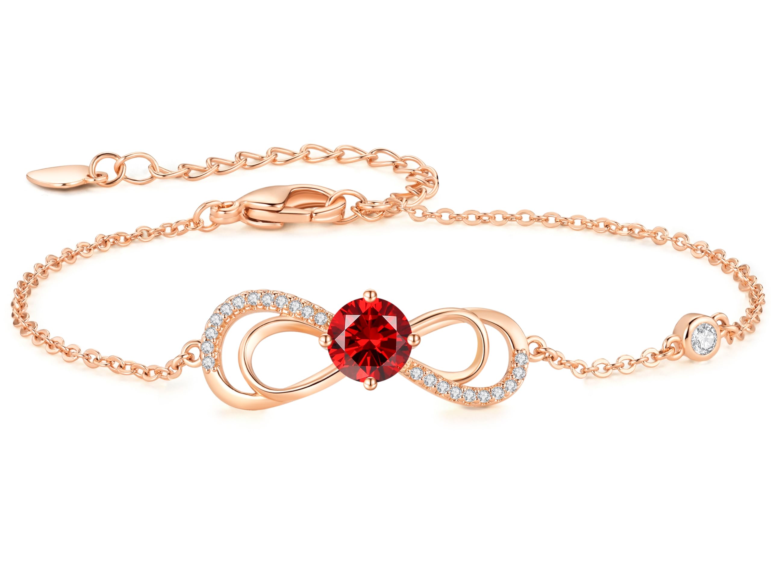 CDE Infinity Armband Damen Herz Geburtsstein Armkette Rosegold Kristallen Armkette Schmuck Muttertag Valentinstag Weihnachtsgeschenke Geburtstag Geschenke für Frauen Freundin Mama