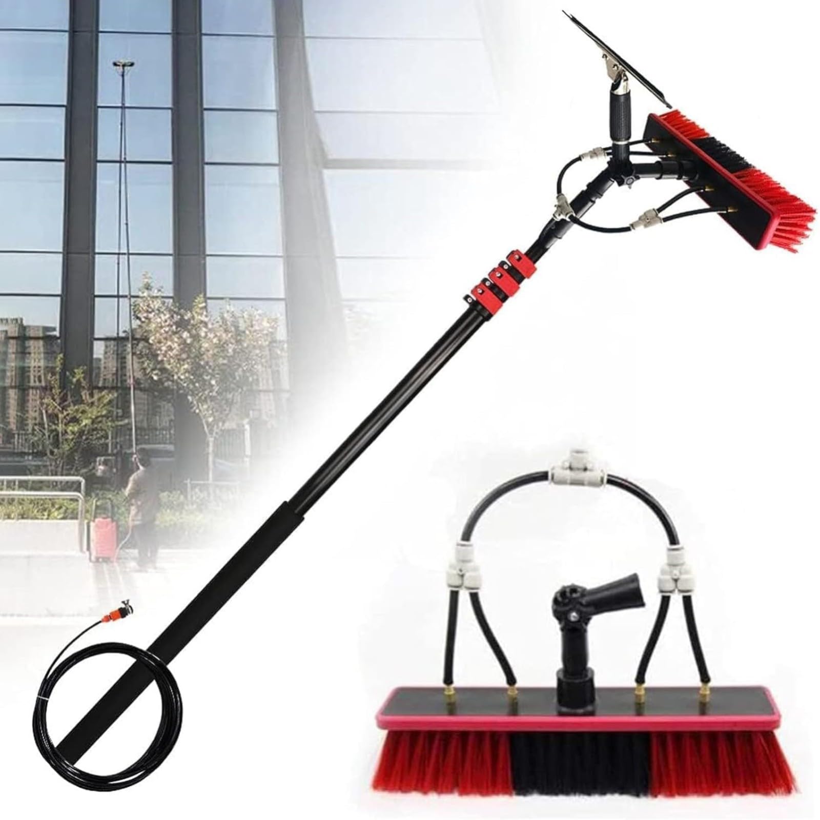 Teles - Kit de cepillo de limpieza alimentado por agua para paneles solares y limpiador de paneles solares y herramienta de lavado de ventanas para un brillo sin rayas