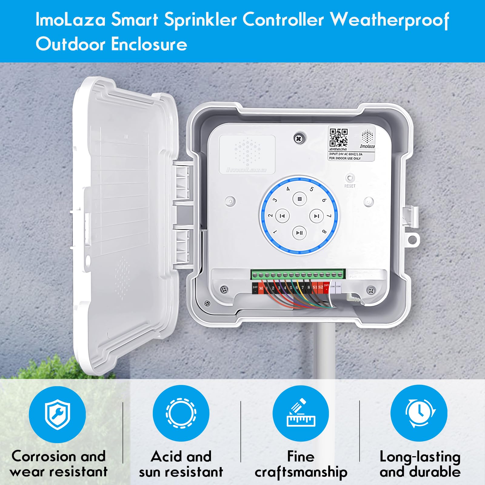 ImoLaza Scatola di controllo per irrigatore impermeabile, resistente alle intemperie per controller ImoLaza, compatibile con 4 zone, 6 zone, 8 zone, 12 zone, 16 zone