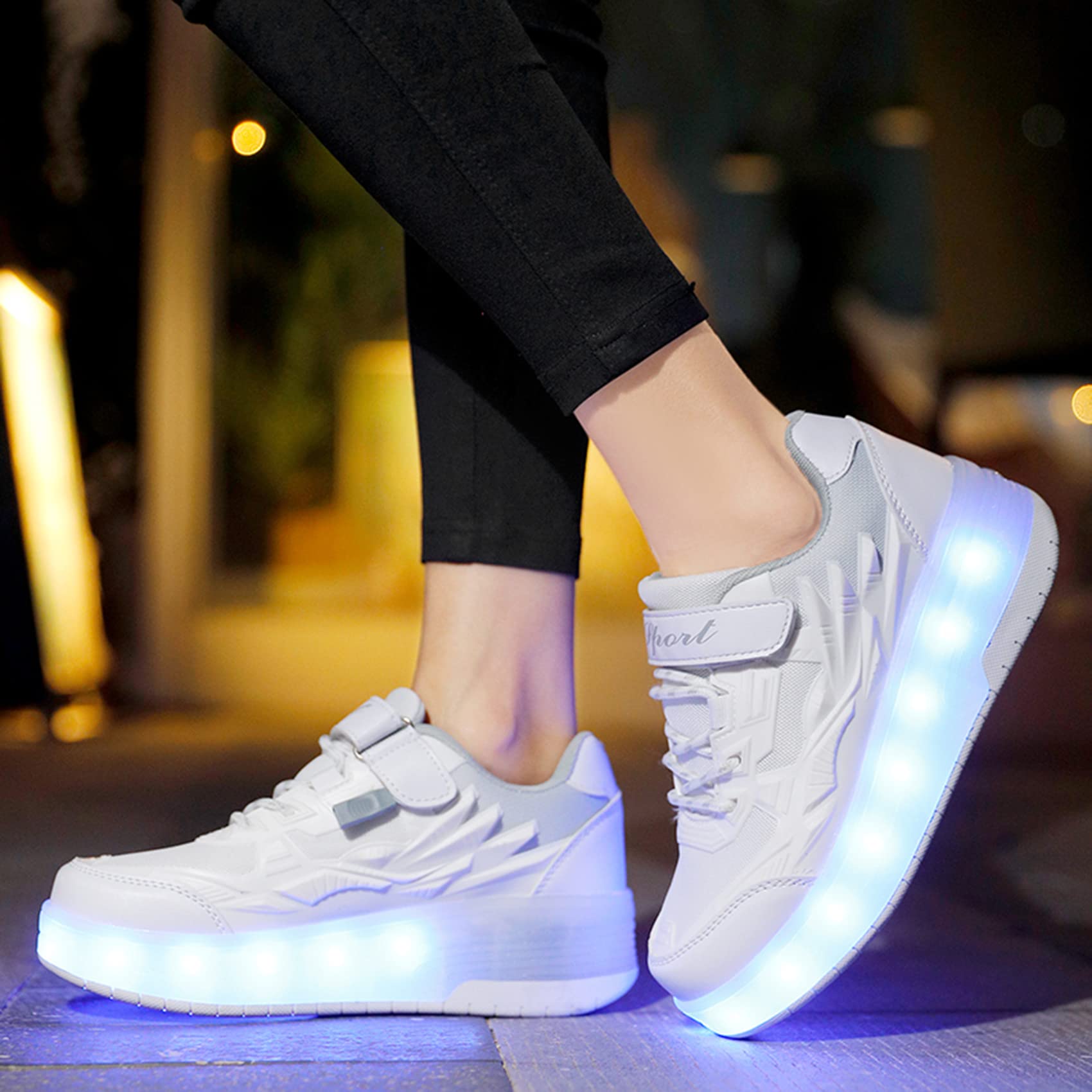 Zapatillas con Ruedas para Niña y Niños Led Luces Patines en Linea Bambas con Ruedas Deportivas Patines al Aire Libre Gimnasia Running Niños Multiusos Automática Zapatos de Skateboard con USB Carga