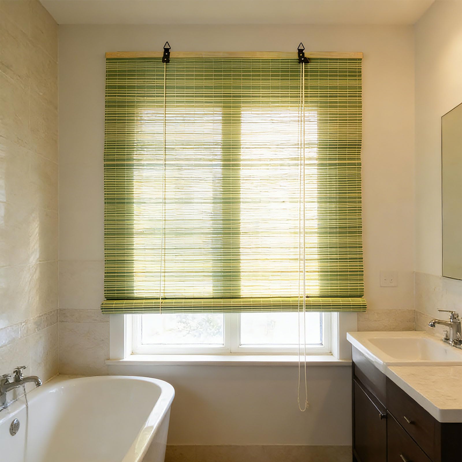 Store bambou extérieur écran solaire respirant et personnalisable rideau bois 110x310