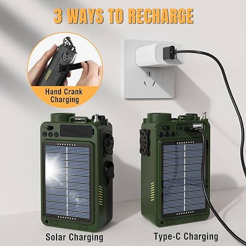 Miniatura 2 de Raddy RE40 Radio portátil de onda corta FMAMSWWB, radio de emergencia de 4000 mAh con alertas Bluetooth y NOAA, radio de bolsillo recargable