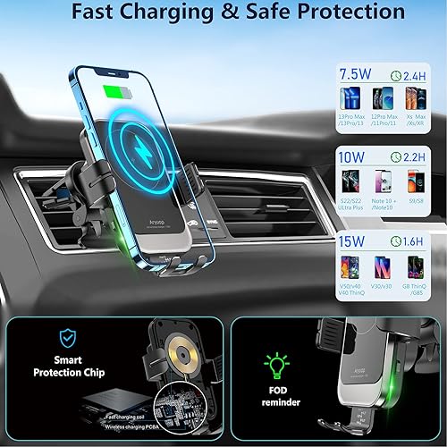 Miniatura 2 de Soporte de cargador de coche inalámbrico de carga rápida de 15 W - Soporte para teléfono con sujeción automática del parabrisas para salpicadero de