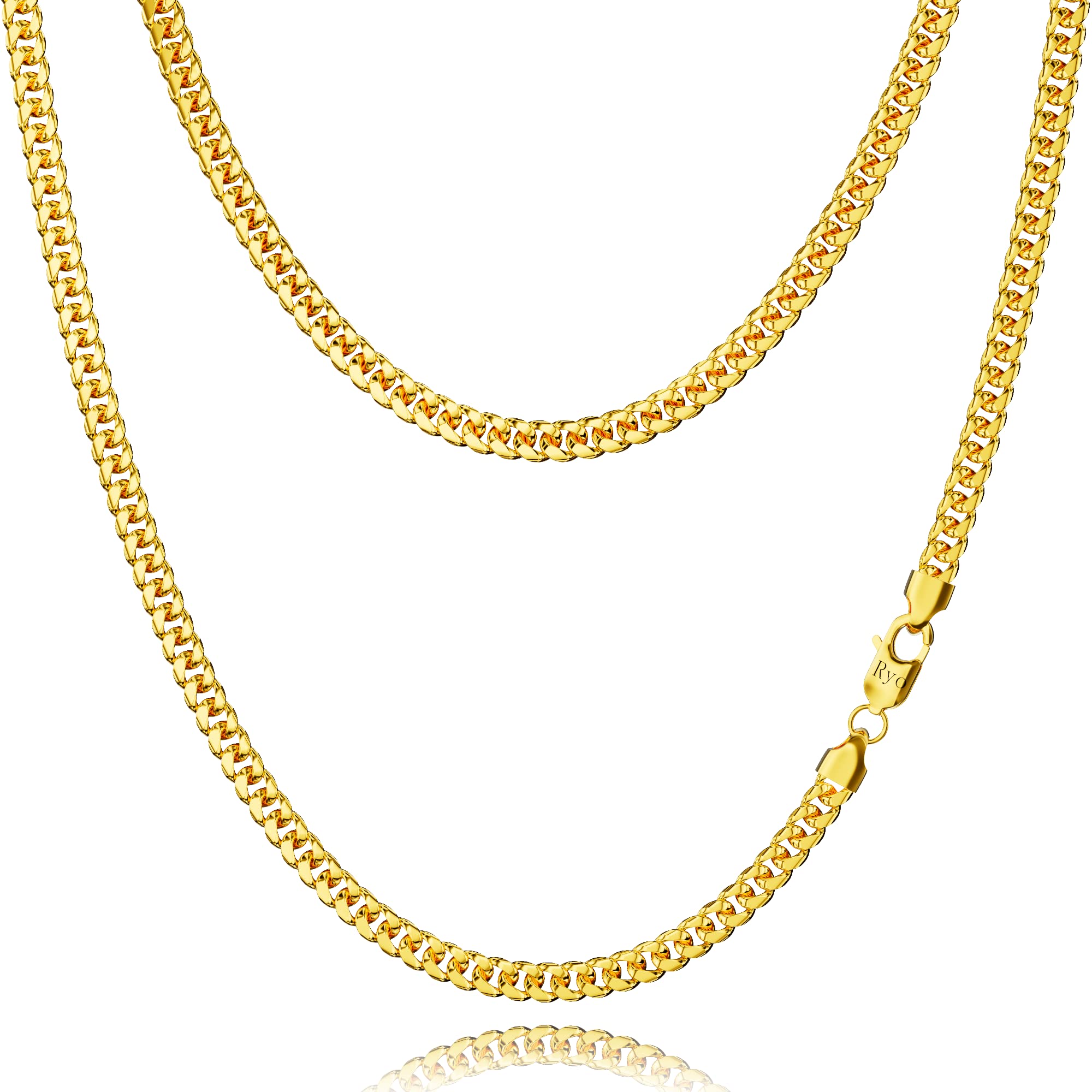 ROSIEYO 14k Gold Cuban Link Chain Necklace Mens Gold Chain Man Necklace Chain Gold Real Plated 316L Stainless Steel Diamond Cut Miami 3.5/6/8/10mm 18/20/22/24/26 Inch