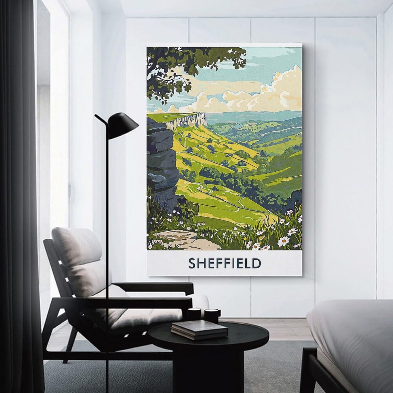 Junmoney Canvas Wall Decor Sheffield Landscape, 12x18inch(30x45cm), for Lounge Decor, Bedroom Walls Or Flats, Eye Catching Artwork for Blank Walls