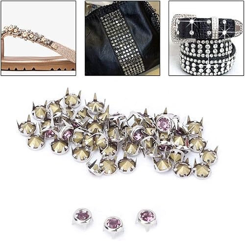 Miniatura 3 de ViaGasaFamido Cabeza de clavo de diamantes de imitación, 50 unidades de 0.276 in (0.276 in), garra redonda plateada de grado A, diamantes de