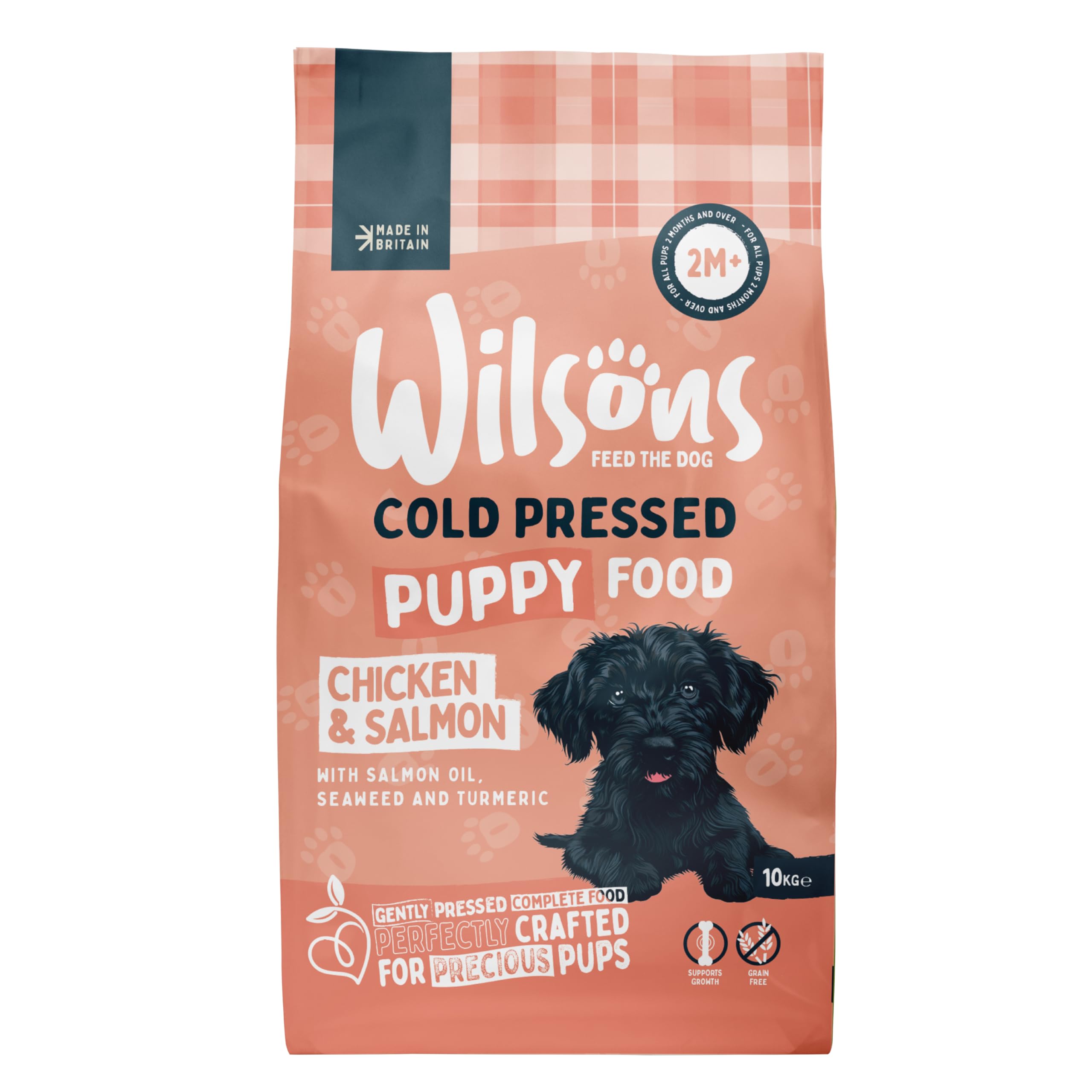 WILSONSCold Pressed Dog Food - Premium Complete Dry Meal with Natural, Hypoallergenic, Grain Free Ingredients, Suitable for Puppies 2 Months + (Puppy) (10kg)