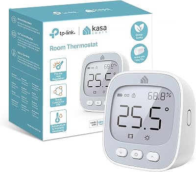 TP-Link KE110 Room Thermostat,Control Thermostat Radiator Valve,Accurate Monitoring,Temperature Control,Work with Alexa/Google Assistant, APP control, Smart Schedule, Free Storage, Kasa Hub required