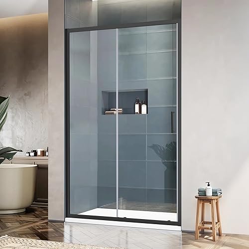 Miniatura 16 de Puerta de vidrio para ducha de baño, puerta de vidrio para ducha de bañera de 43 x 58 pulgadas, panel de pantalla de vidrio templado, puerta