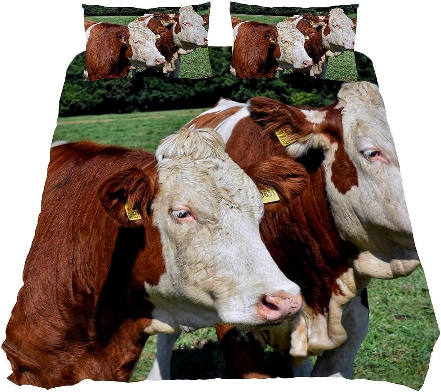 Set Copripiumino Matrimoniale 260x240 Cavallo, Biancheria da Letto Animali da Fattoria Copripiumino Stampato 3D Morbido Microfibra 3 Pezzi con 2 Federa 50x80 cm X549