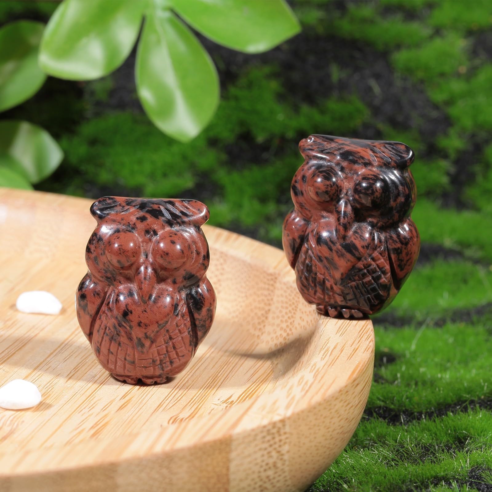 Amazon.co.jp: Nupuyai 手彫りのフクロウの石像 2個セット ミニ