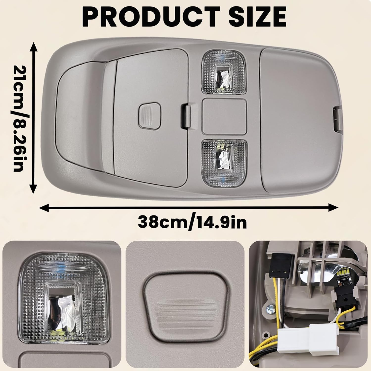 Front LED Overhead Console Assembly Dome Light Compatible with Dodge Ram 1500 2500 3500 1998-2002 Cab Interior Ceiling Dome Reading Light Replace 5013609AA L0021202 SN96TL2AA SN94TL2AA(Carbon Fibre)