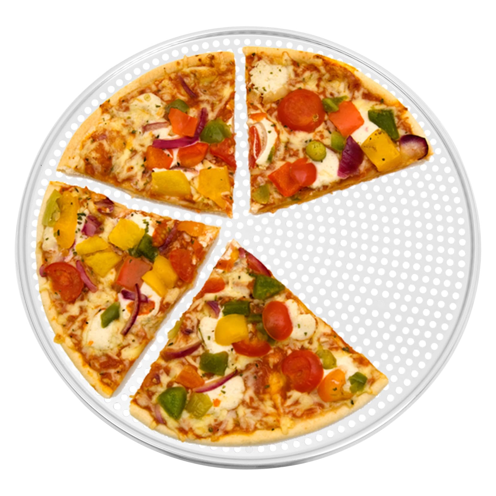 Runde Pizzapfanne aus Aluminium mit Löchern Perforiertes Pizzablech für Bessere Wärmeleitung und Einfaches Lösen für Kaffeehäuser und Westliche Restaurants Silberfarben