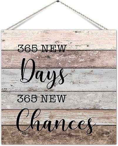 Placa de madera para colgar en la pared 365 días nuevos 365 nuevas oportunidades motivacionales de madera para colgar en la pared incluye placa de