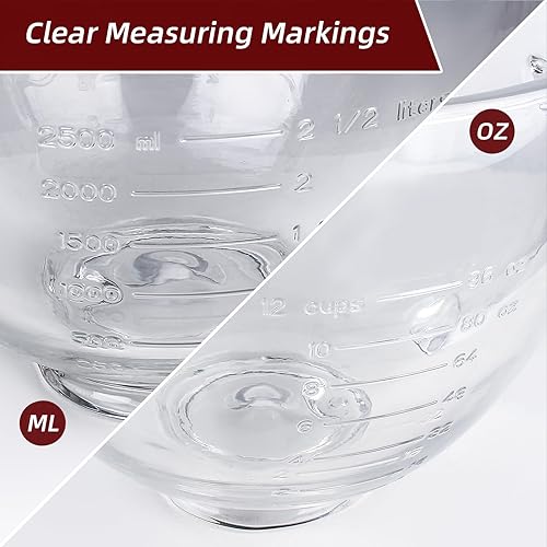 Miniatura 4 de Kitchenaid - Cuenco para batidoras de pie de 4.5 cuartos y 5 cuartos de galón, cuenco de vidrio con tapa y marcas de medición