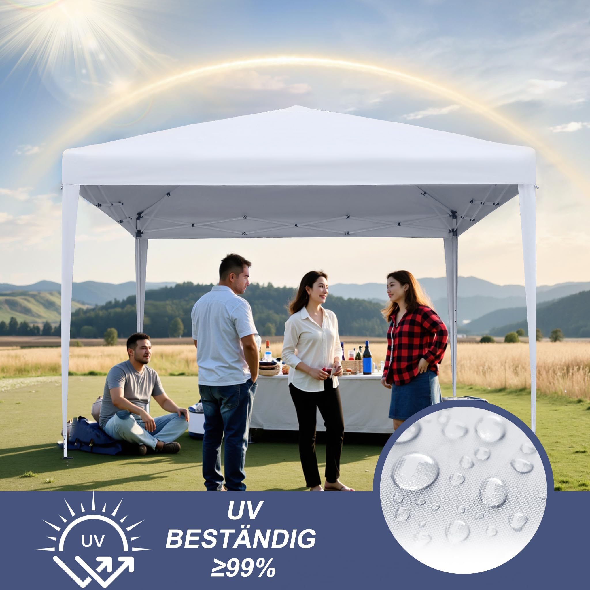 Aufun Vouwpaviljoen,3x3m paviljoen, waterdicht met 4 zijpanelen en