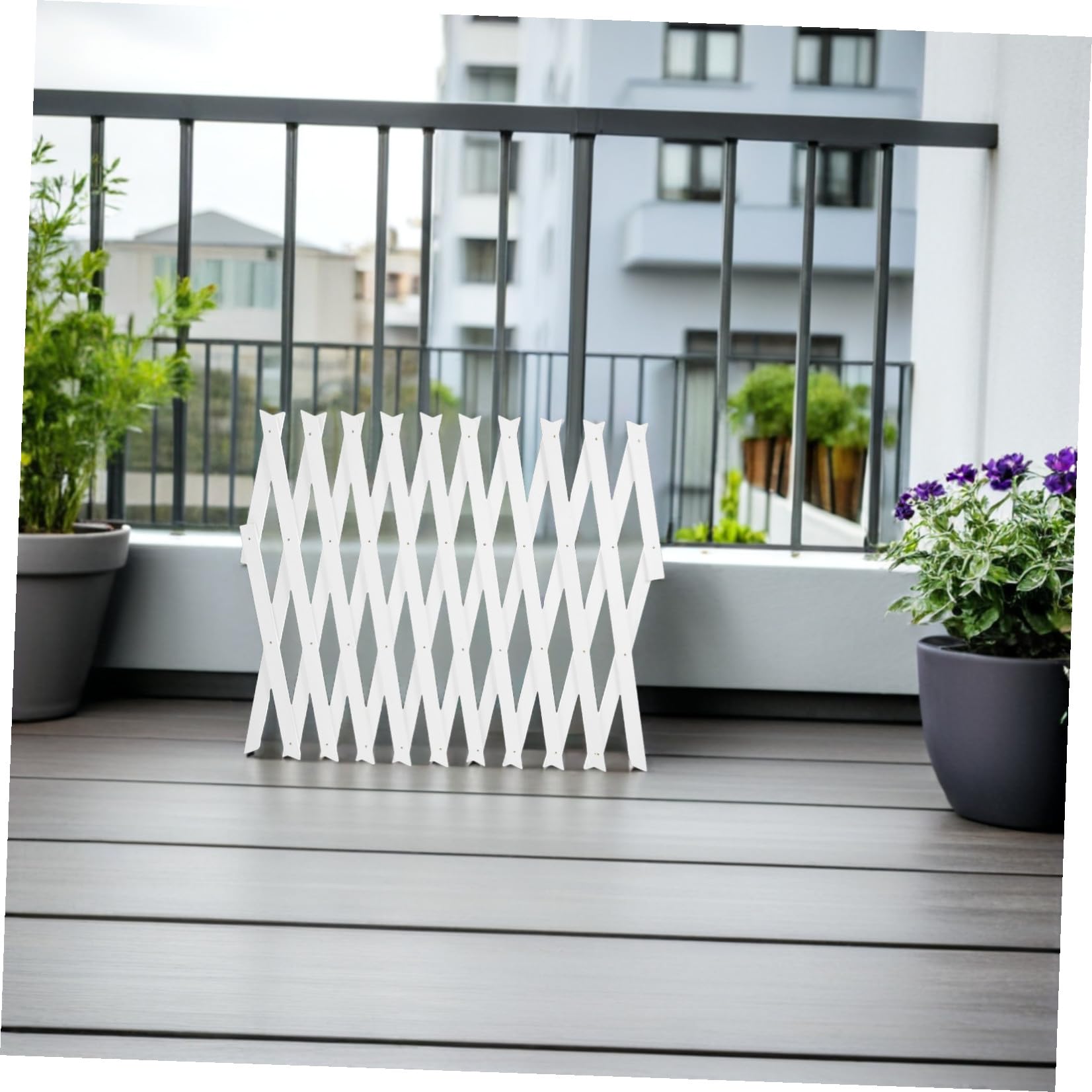 Enrejado de Madera Blanco Extensible 2 Piezas 44 Cm para Jardín y Plantas Trepadoras, Valla Ajustable para Interior y Exterior, Panel Decorativo para Enredaderas y Paredes