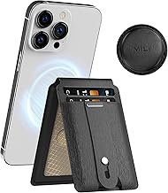 MiLi Magnetic Wallet for MagSafe with AirTag Holder, Adjustable Phone Holder with Detachable Cover for AirTag, Card Holder for iPhone 16/15/14/13/12 Series, Black, Classic