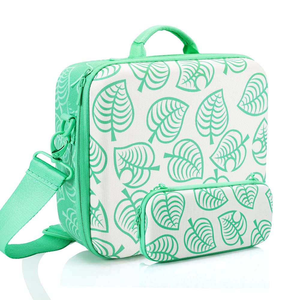 Carrying Case for Nintendo Switch Hard Shell Protective Travel Leaf Crossing Deluxe Storage Bag with Shoulder Strap for Switch Console and Accessories : Video Games