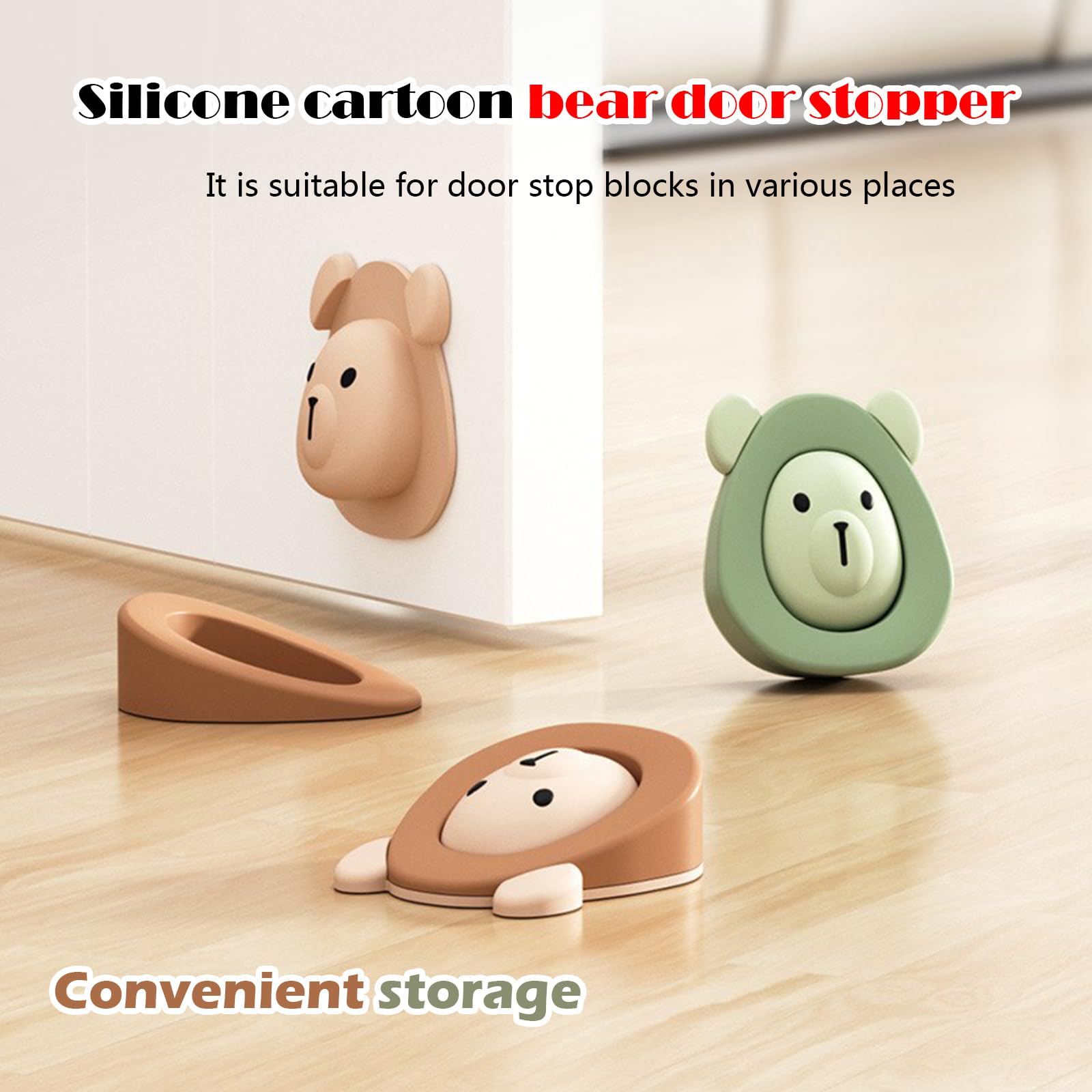 Rubber Silicone Gate Door Stoppers Stop Wedge Stopper Stops Holder Doorstop Floor Wall Protector with Storage Base, 2pcs - Image 4