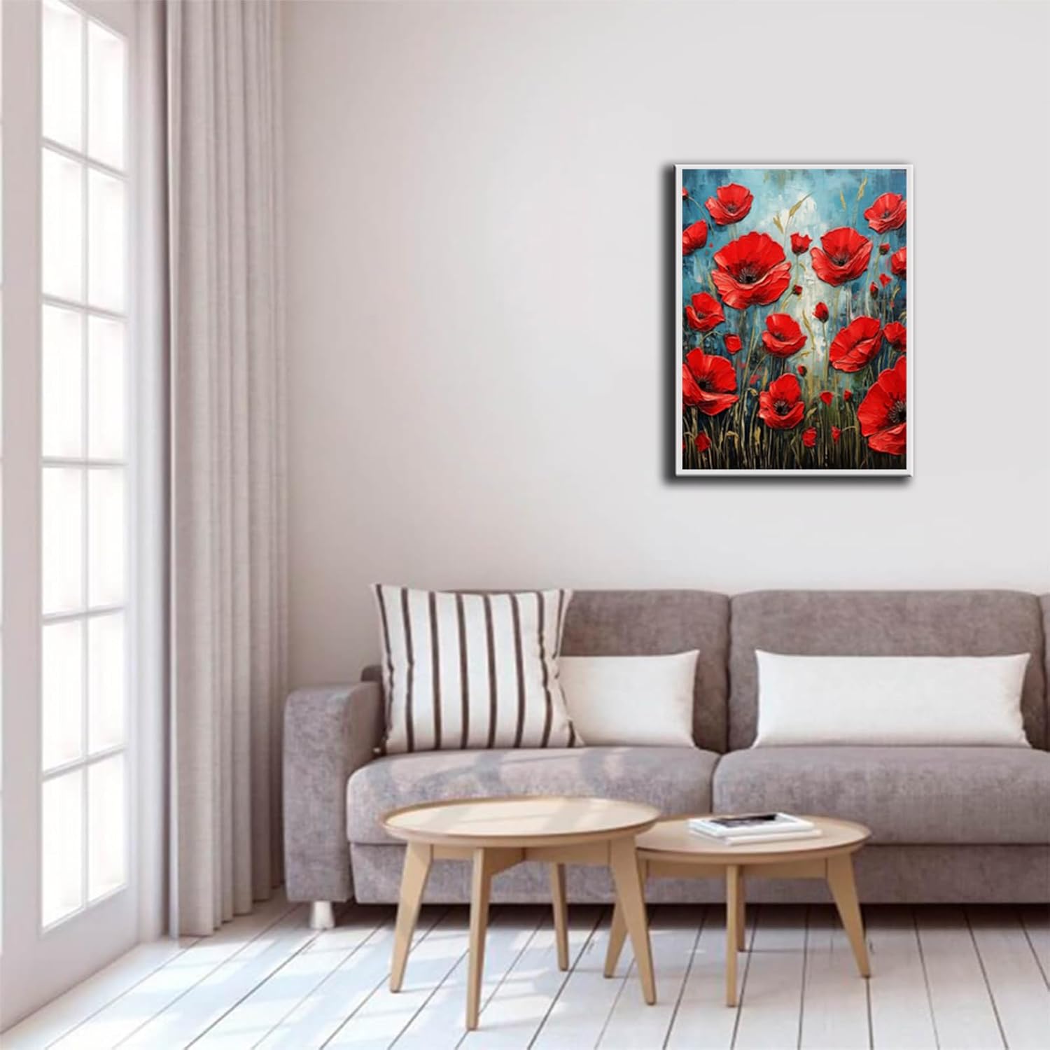 BDTTUG 5D Diamond Art Painting Kits for Adults Red Poppy Flowers Round Full Drill Gems Cross Stitch Art Kit DIY Canvas Painting by Diamond Mosaic Craft for Home Decoration 12x16inch