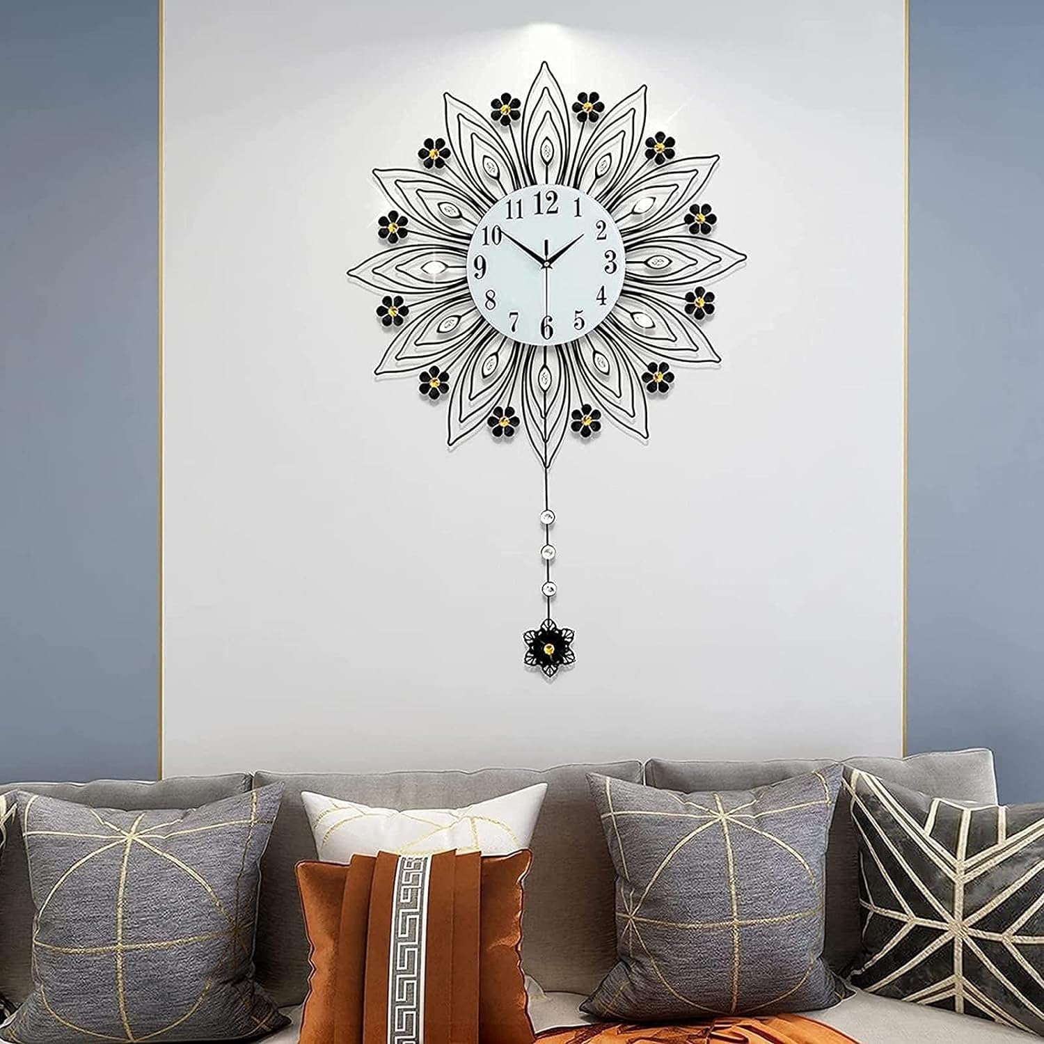 SaryEdge Wall Clock Silent Art Wall Clock Silent Non-Ticking Metal Wall Clocks,Modern Art Decorative Wall Clock,Accent Decorations for Living Room,Dinner,Kitchen,Office Wall Decor,