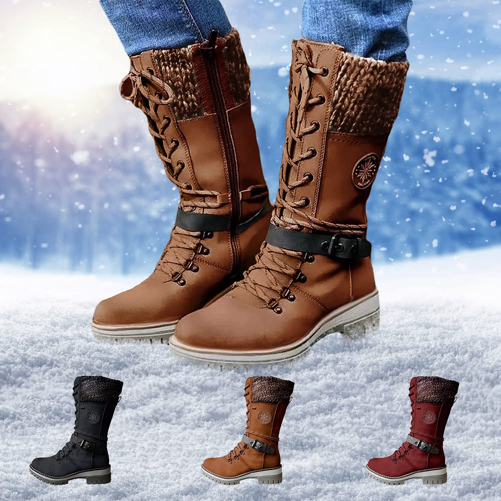 BYNYXI Winterlaarzen voor dames, gevoerde rijlaarzen, lange laarzen,  veterlaarzen, leren laarzen, sneeuwlaarzen, waterdicht, antislip, warme  winterlaarzen voor vrouwen winter : Amazon.nl: Kleding, schoenen \u0026 sieraden