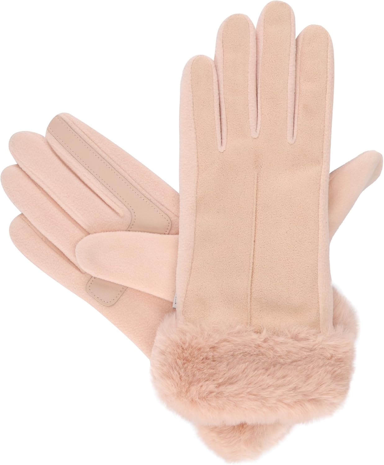isotoner womens Water Repellent Touchscreen Stretch Mya Faux Fur Cuff Gloves - Image 4