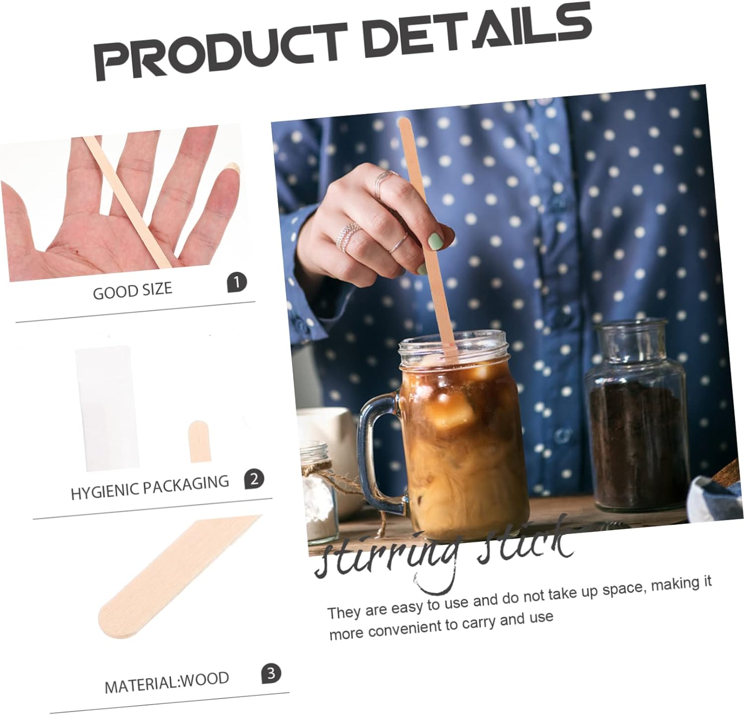 Luxshiny 500pcs Stirring Sticks for Coffee and Tea Disposable Mixing Sticks for Home Cafes and Restaurants for Beverages and Cocktails