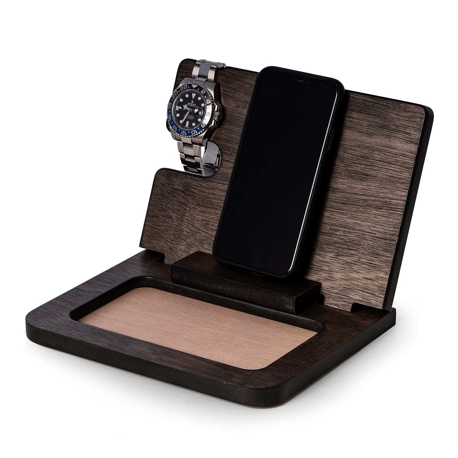 Bey-Berk Wood Docking Station with Valet, Brown (BB712GRY)