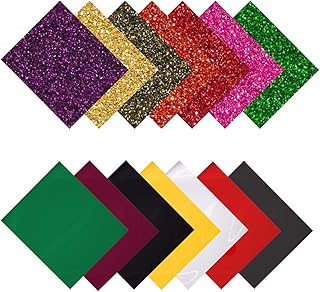 MiPremium PU Heat Transfer Vinyl HTV, Iron On Vinyl Starter Pack, Assorted Bundle Kit of Heat Press Vinyl in 14 Most Popular Glitter & Plain Colors, Easy to Cut & Press HTV Vinyl (14 x Combo Pack)