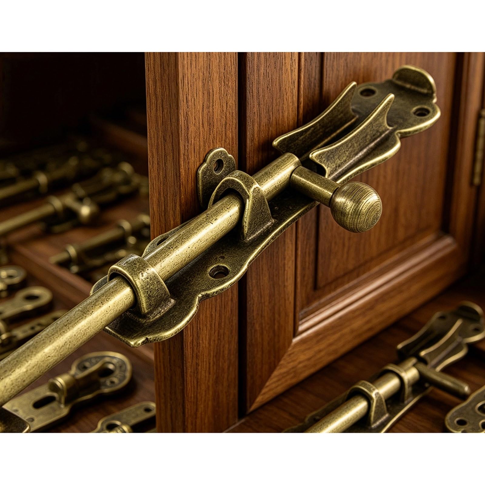Catenaccio a pavimento in ottone massiccio, chiavistello pesante per cancello in legno, tettoia, armadio, finitura bronzo, viti incluse chiavistelli per porte(9mm*300mm)
