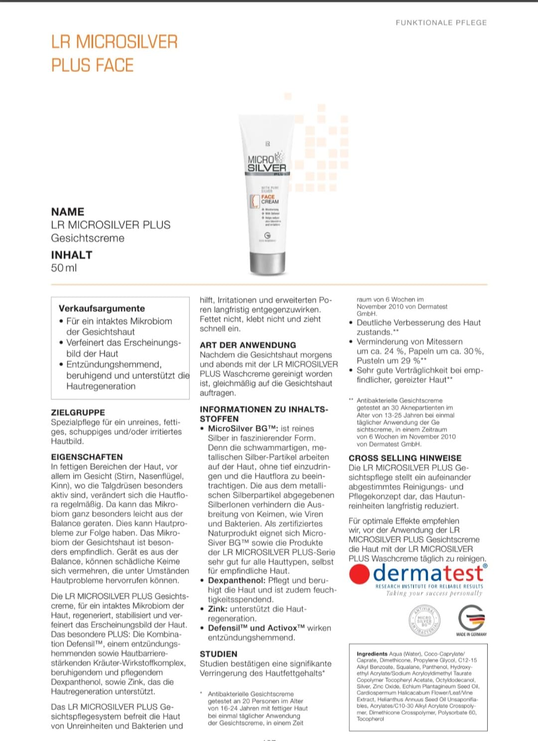 LR Micro Silver Plus Gesichtspflege Set mit reinem Silber, Gesichtswaschgel und Gesichtscreme, antibakteriell, für unreine Haut, Akne und Pickel, 2-teilig