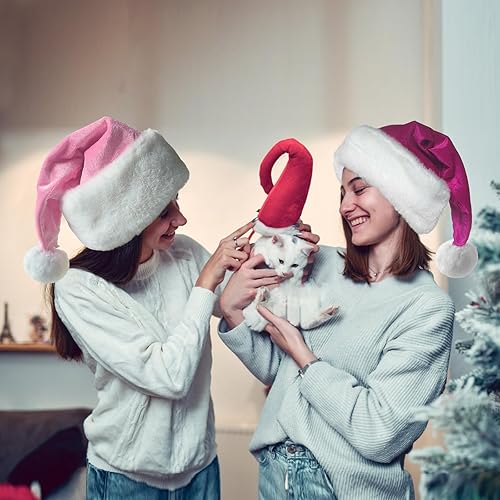 Miniatura 4 de Sombrero de Papá Noel, Sombrero de Navidad de terciopelo unisex para adultos, suministros de Navidad para fiestas de Año Nuevo