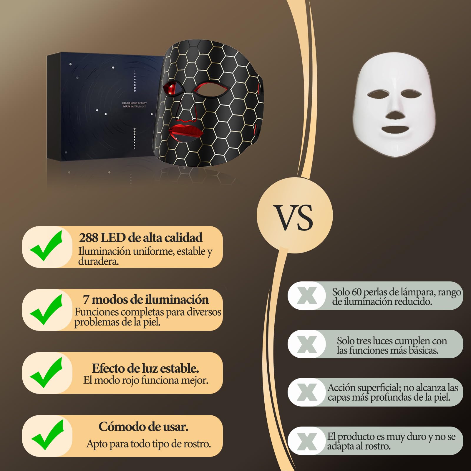 Maschera LED viso, LED mask current body LED mask Máscara de luz roja 7 luci funzionali Dotata di controller, Per il trattamento dell'acne, la riduzione delle rughe e la rigenerazione del collagene