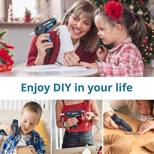 Miniatura 2 de Tilswall Pistola de pegamento caliente para manualidades, mini pistolas de fusión de 60 W con 3 barras de pegamento (4 x 0.27 pulgadas), pistola de