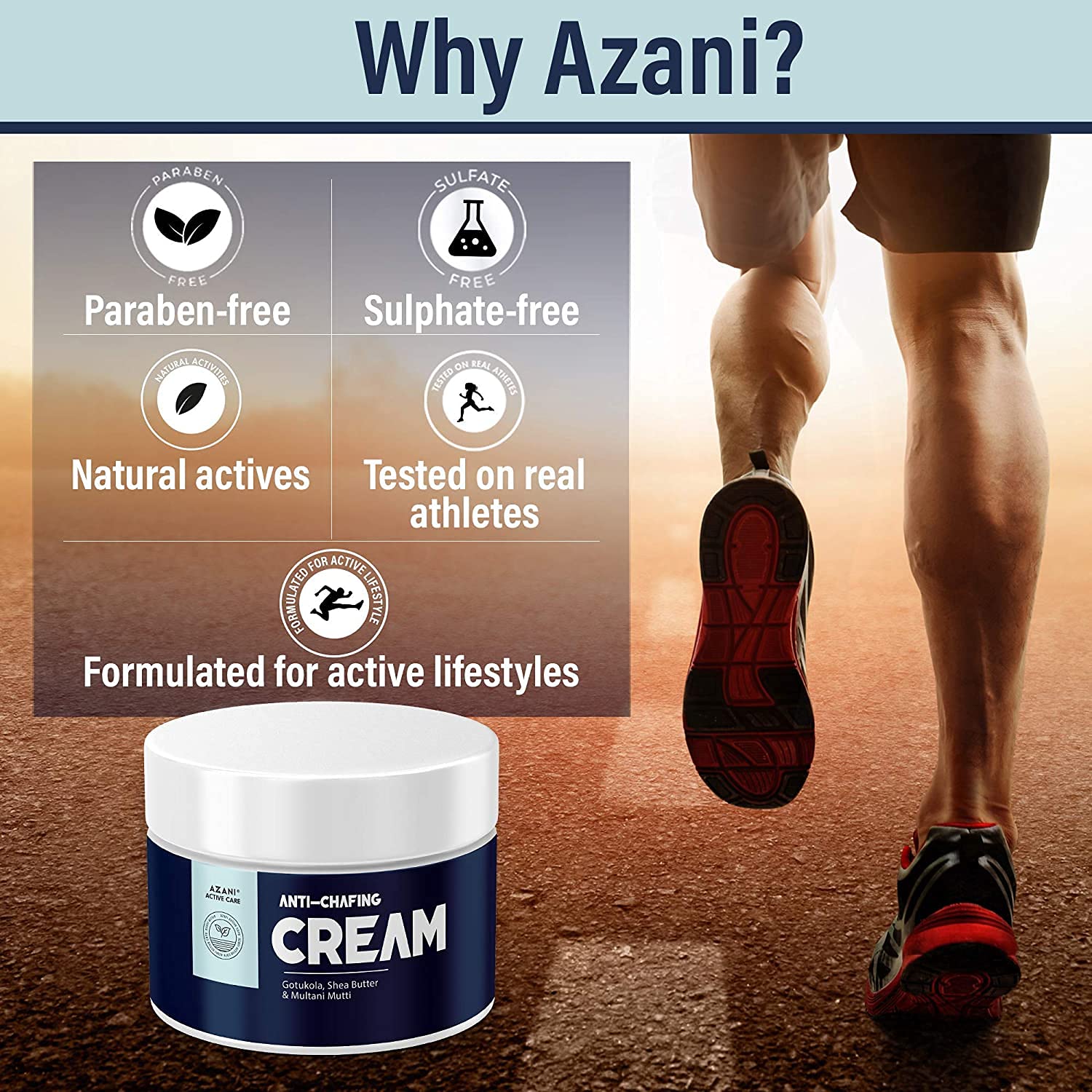Azani Natural Anti Chafing Cream Intimate Area Cream MultiPurpose Healing Cream for Rashes