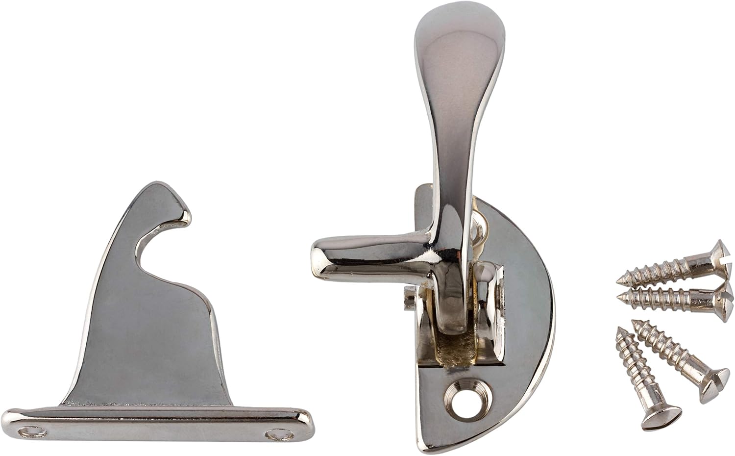 Nickel Offset Left Cabinet Door Lever Latch and Catch | Antique Cabinet, Vintage Cupboard, Desk Furniture Hardware | UA-121-HLPN
