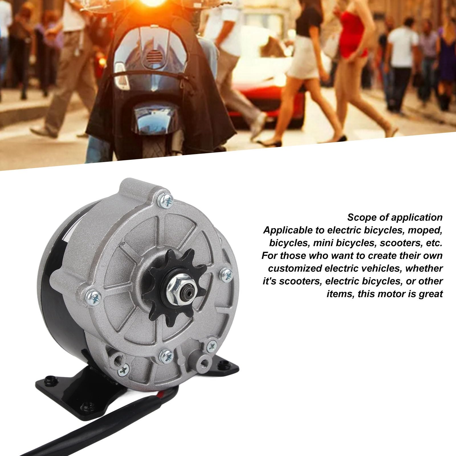 Motor Eléctrico de Reducción de Engranajes 24V 250W 3300RPM Piñón 13 Dientes
