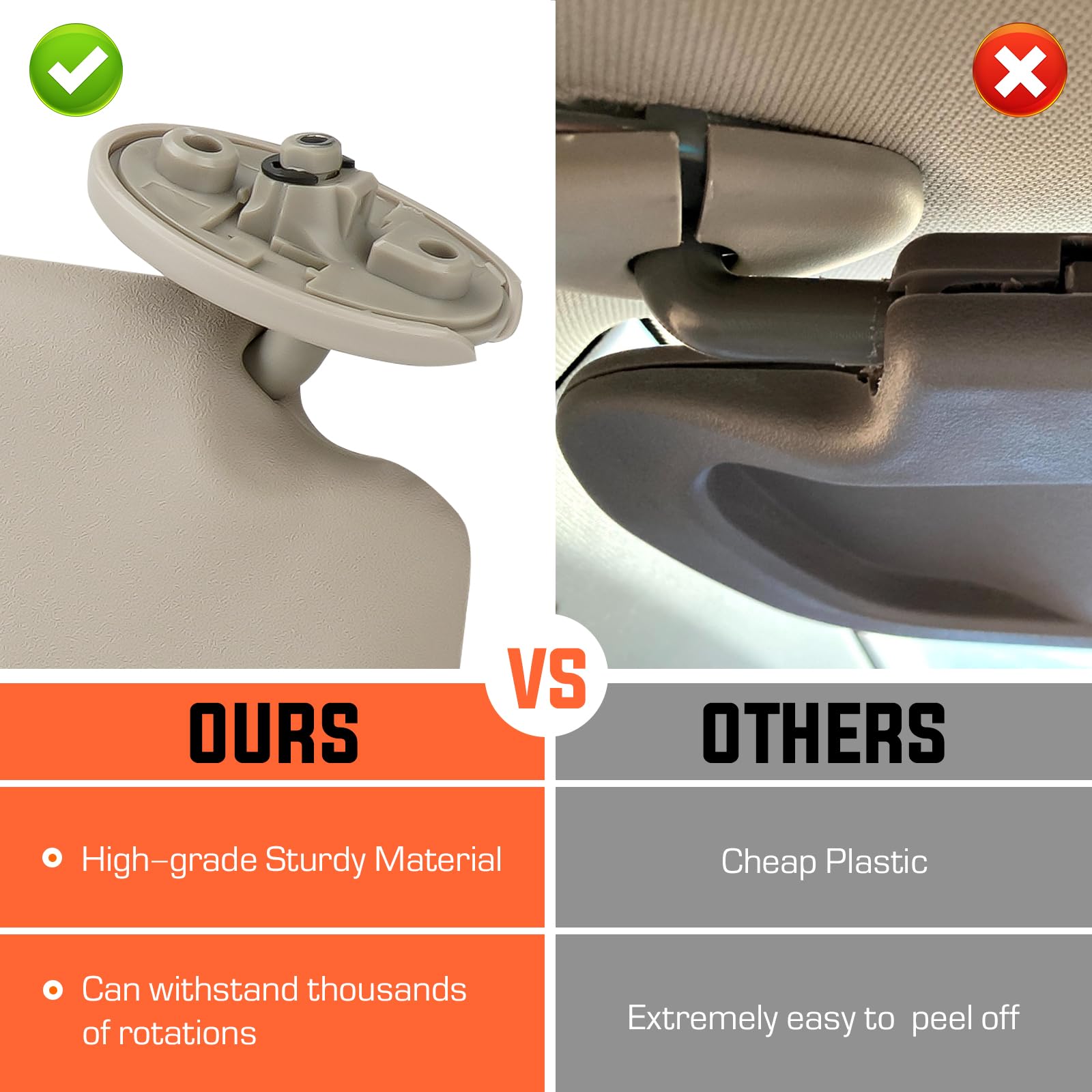 Renesemee Left Driver Side Sun Visor Replacement For 2004-2005 Toyota RAV4 - Beige, With Mirror, Part #74320-42420-B0 - View #2