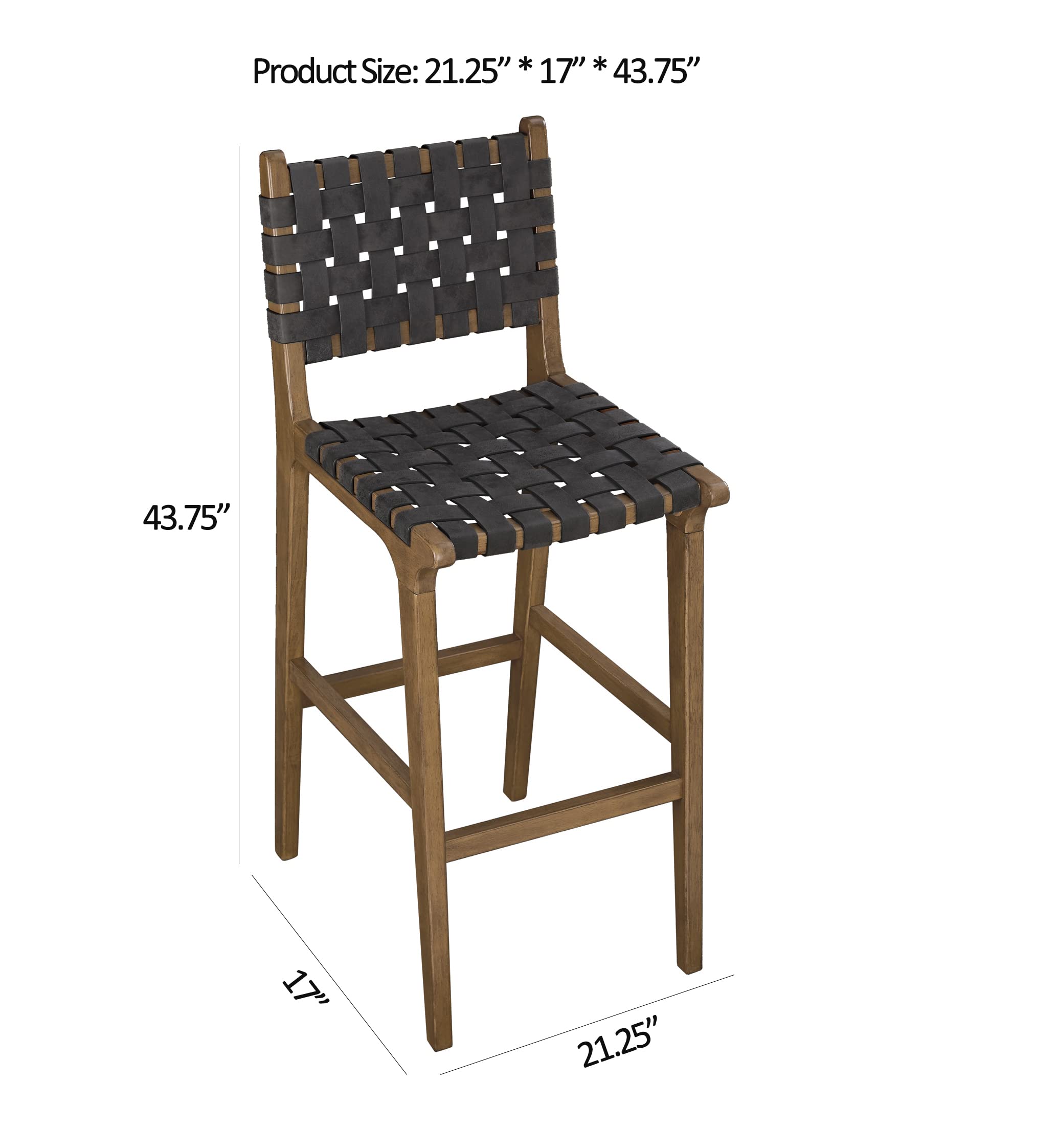 Ball & Cast Faux Leather Woven Strips Pub Height Stool Kitchen