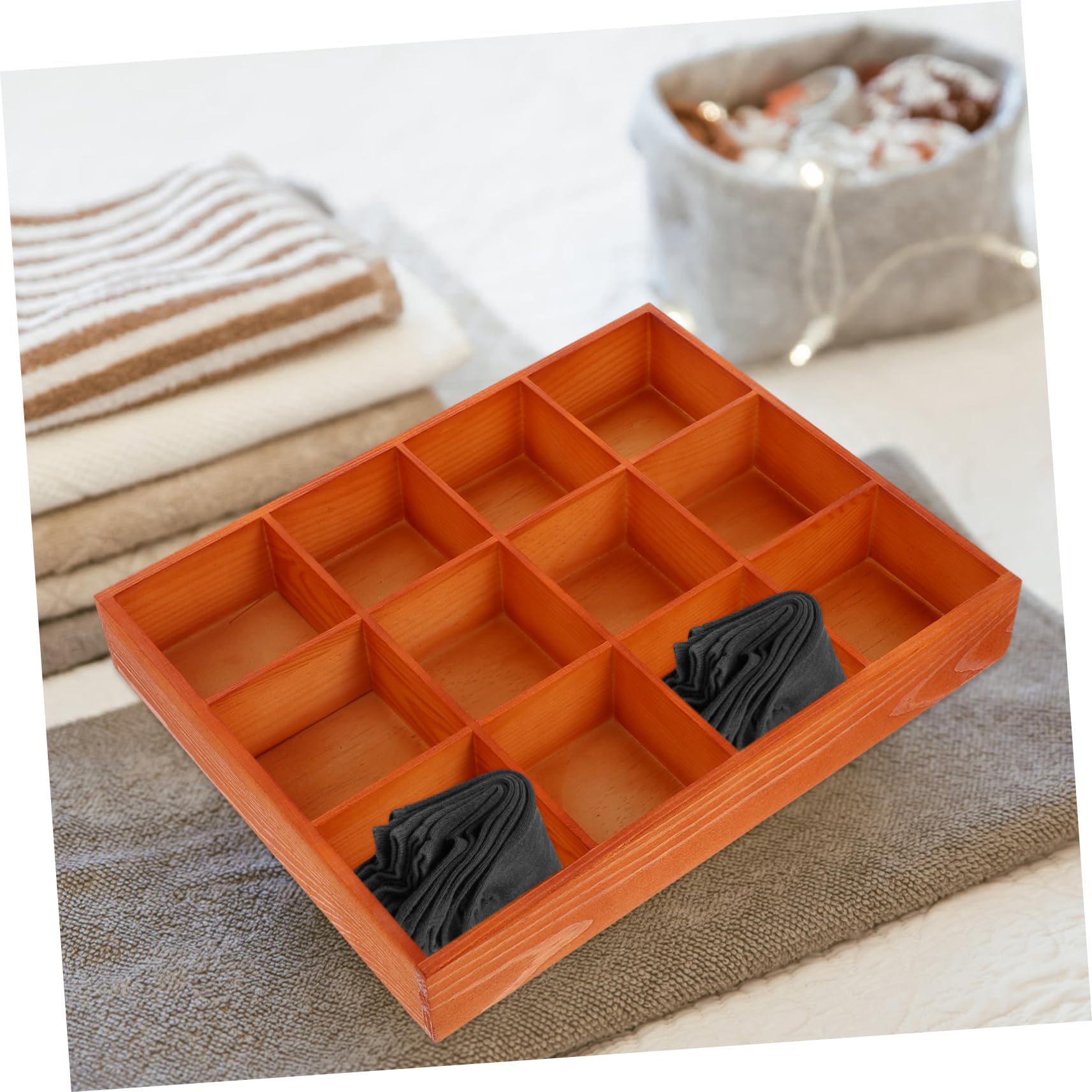 GLEAVI Organizzatore Cassetto per Ordinare in Legno a 12 Scomparti