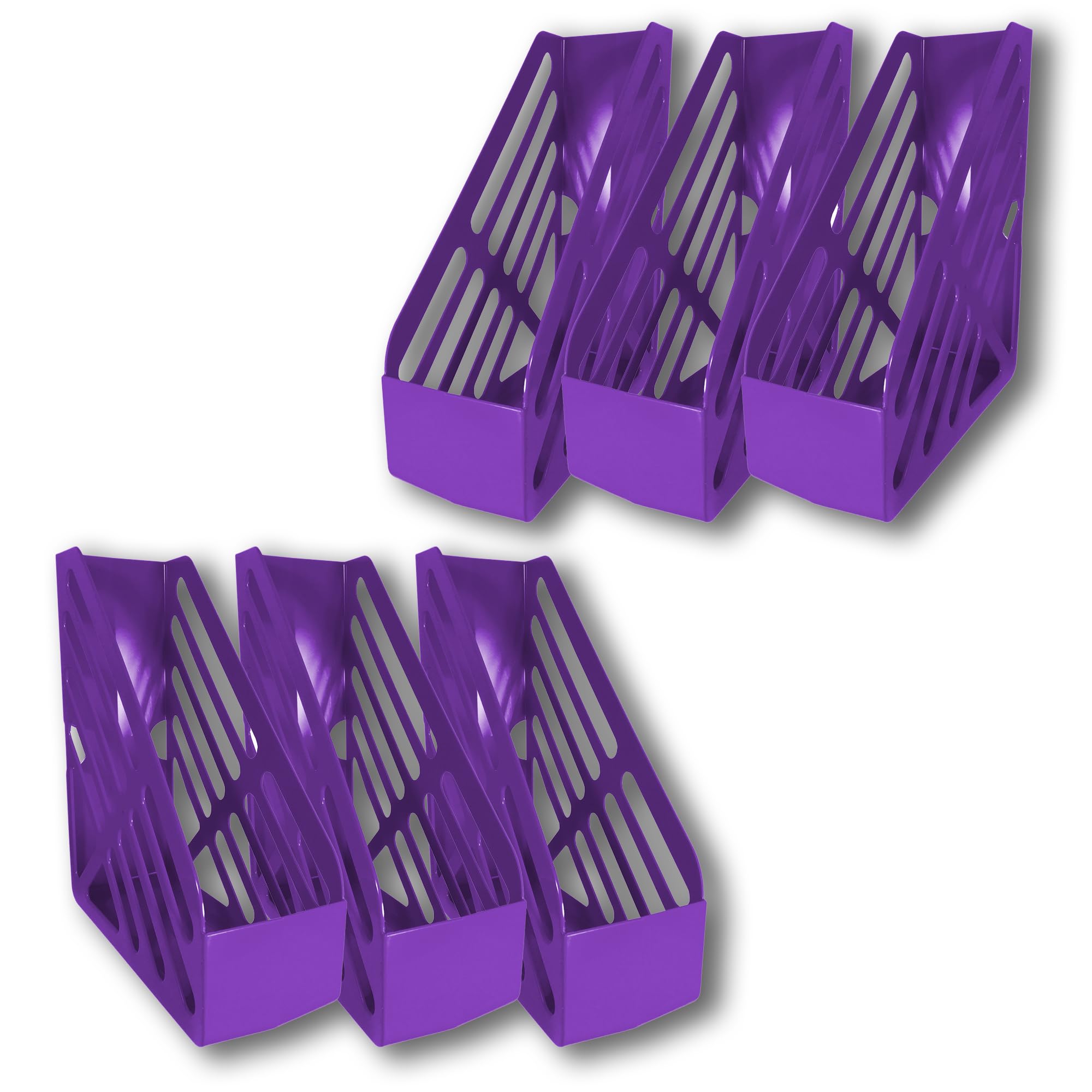 Deflecto Pack of 6 Essential Range Maxi Magazine File Holder - Desk File Organiser (Purple)