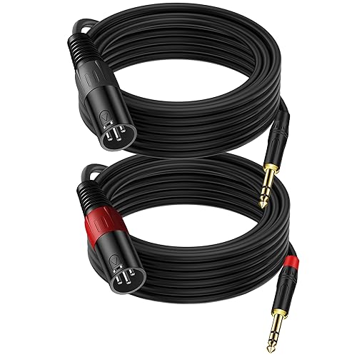 LanSenSu Adaptador estéreo XLR a 14 TRS, XLR macho a 14 pulgadas (0.250 in) estéreo de micrófono equilibrado adaptador convertidor de audio estéreo,