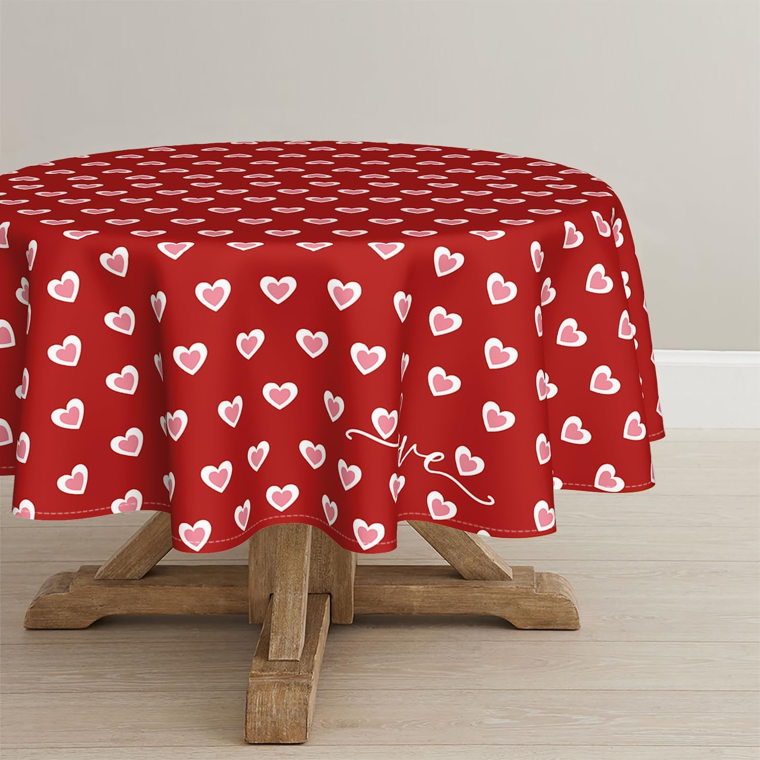 Horaldaily Valentine Tablecloth 60×84 Inch Oval, Marshmallow Candy Love Red Washable Seasonal Table Cover for Party Picnic Dinner Decor