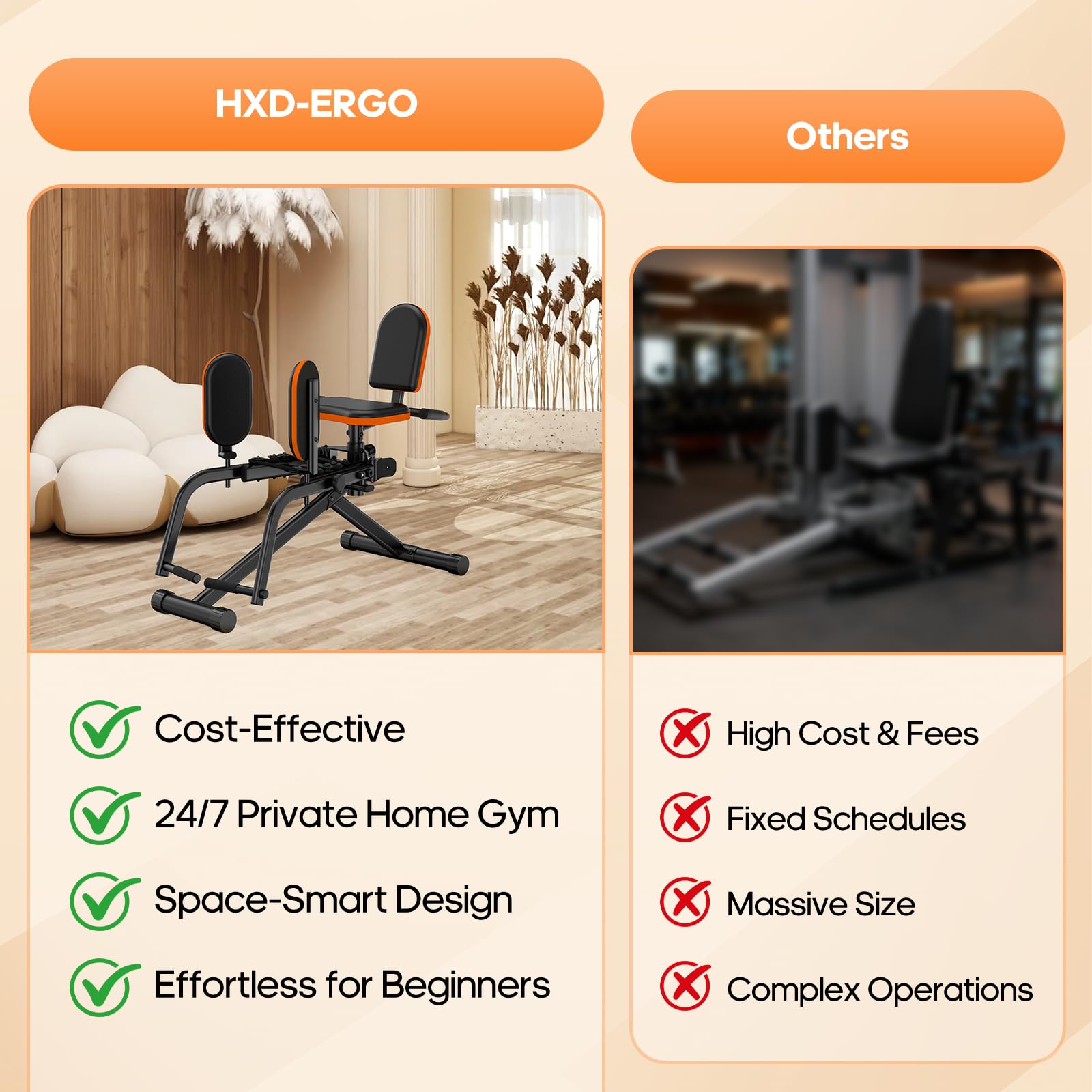 HXD-ERGO Macchina per addominali/adduzione per palestra domestica, macchina per glutei a 6 livelli e attrezzatura per l'allenamento delle cosce, costruzione di bottini con imbottitura in peluche