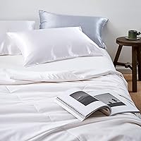 Vista 8 de Mommesilk Edredón de seda con funda de algodón, relleno de seda natural pura y larga, para todas las estaciones, tamaño matrimonial, 76 x 87